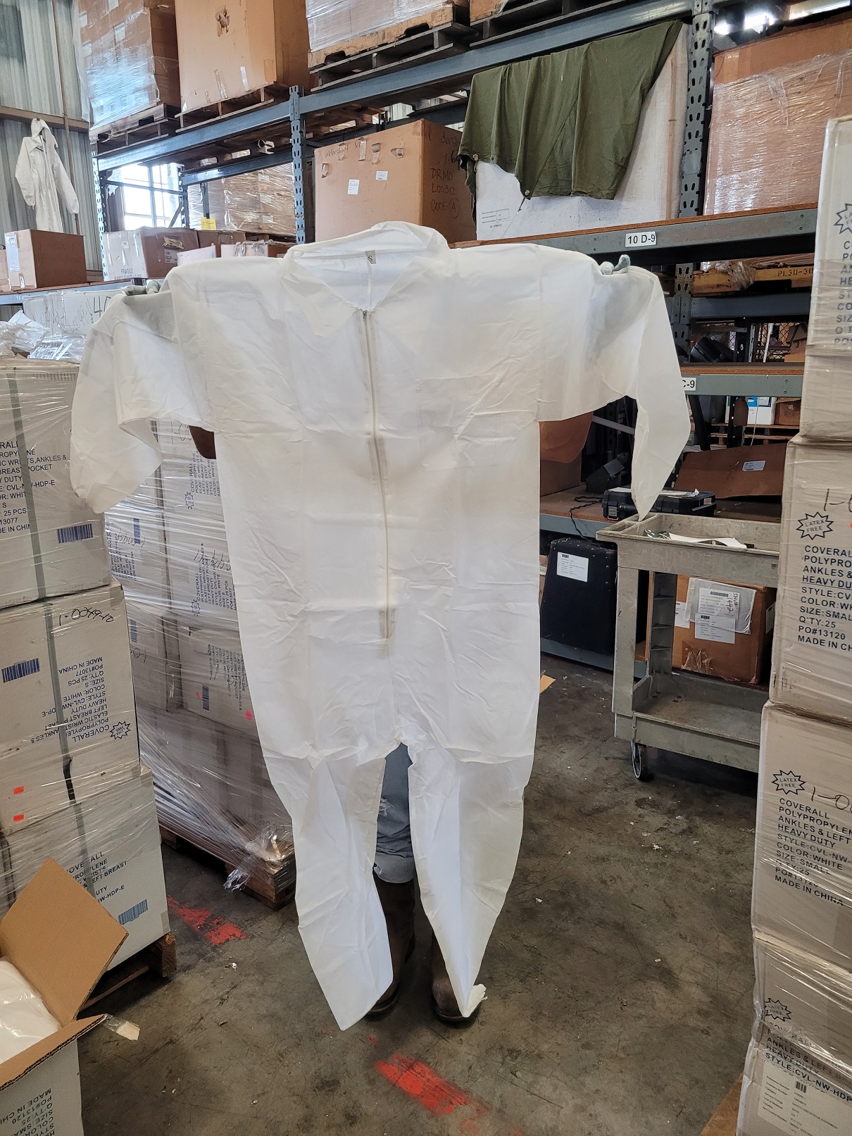 Coverall (New) - 1 Pallet of new coverall with Polypropylene Elastic Wrists and ankles & left Breast pocket. 